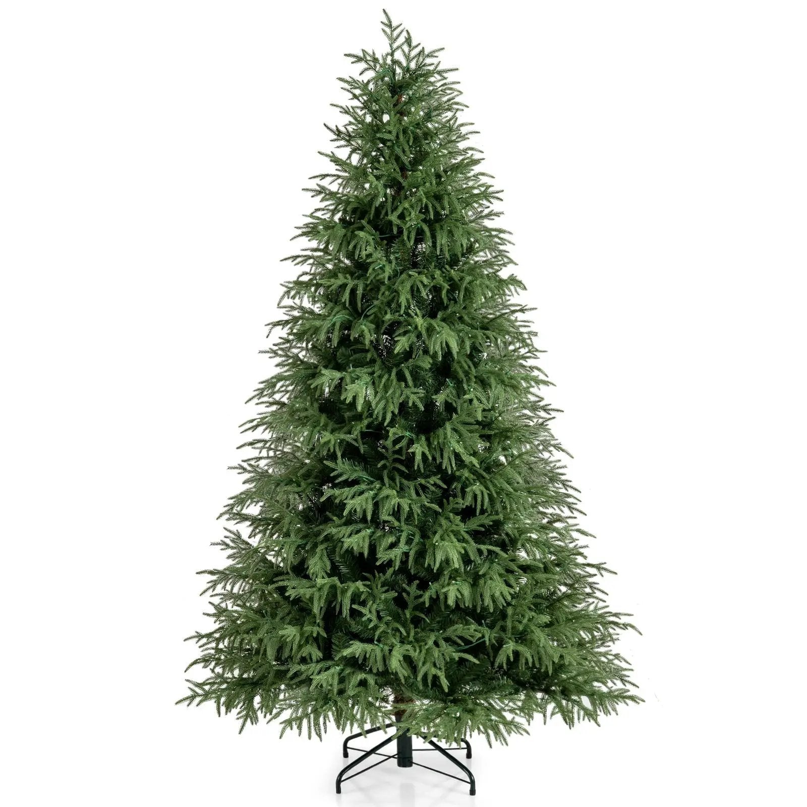 7 Feet Pre-Lit Artificial Christmas Tree Hinged Faux Xmas Tree with Soft Branch Tips by DirectDeals
