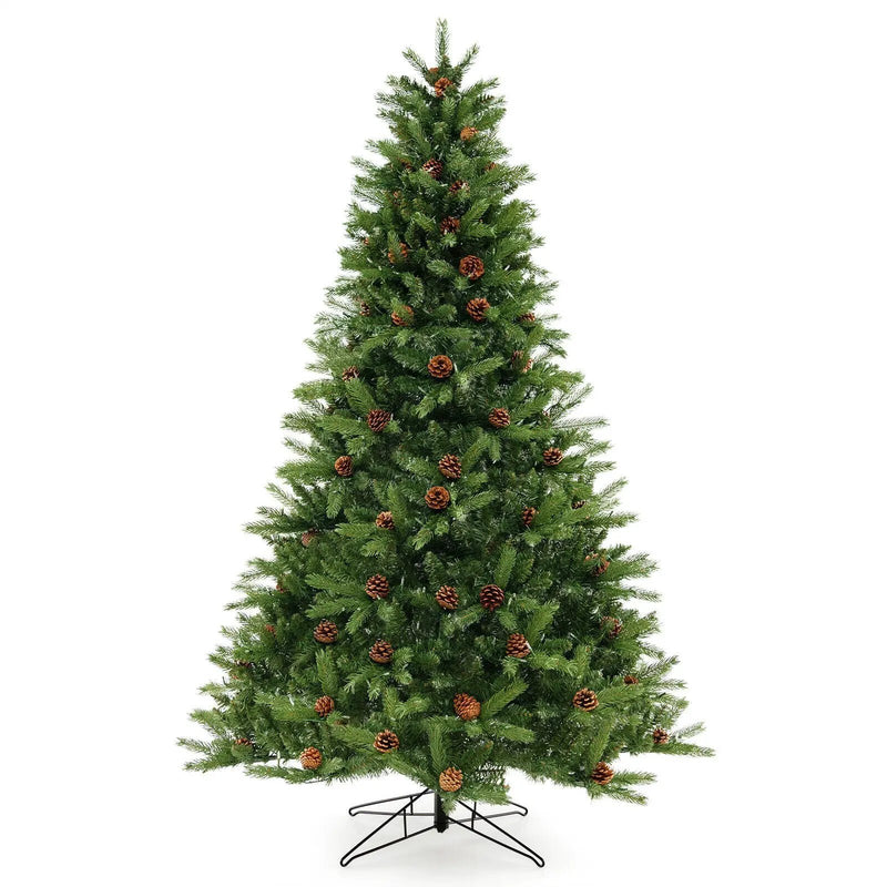 6/7 FT Artificial Christmas Tree with Pine Cones and Adjustable Brightness by DirectDeals