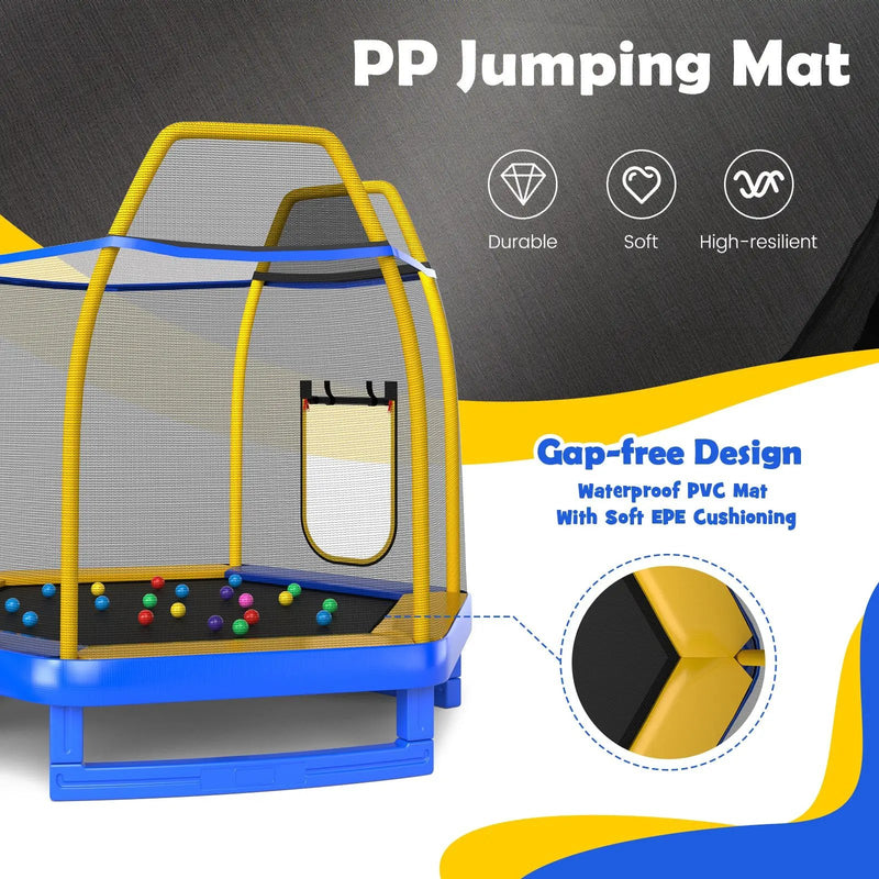 7 Feet Trampoline with Ladder and Slide for Indoor and Outdoor by DirectDeals