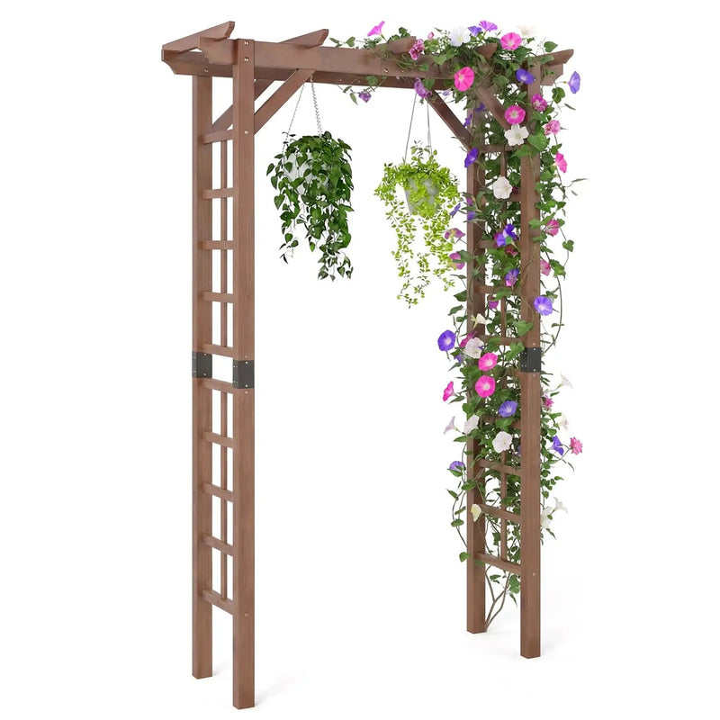 7 Ft Garden Arch Wooden Arbor Outdoor Wood Trellis for Climbing Plants by DirectDeals