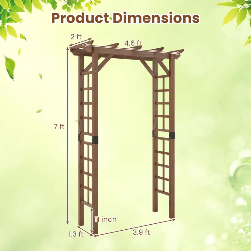 7 Ft Garden Arch Wooden Arbor Outdoor Wood Trellis for Climbing Plants by DirectDeals