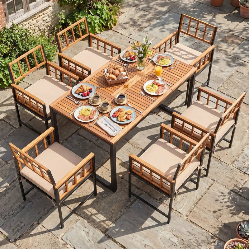 7-Piece Outdoor Dining Set with Acacia Wood Table & Chairs by DirectDeals