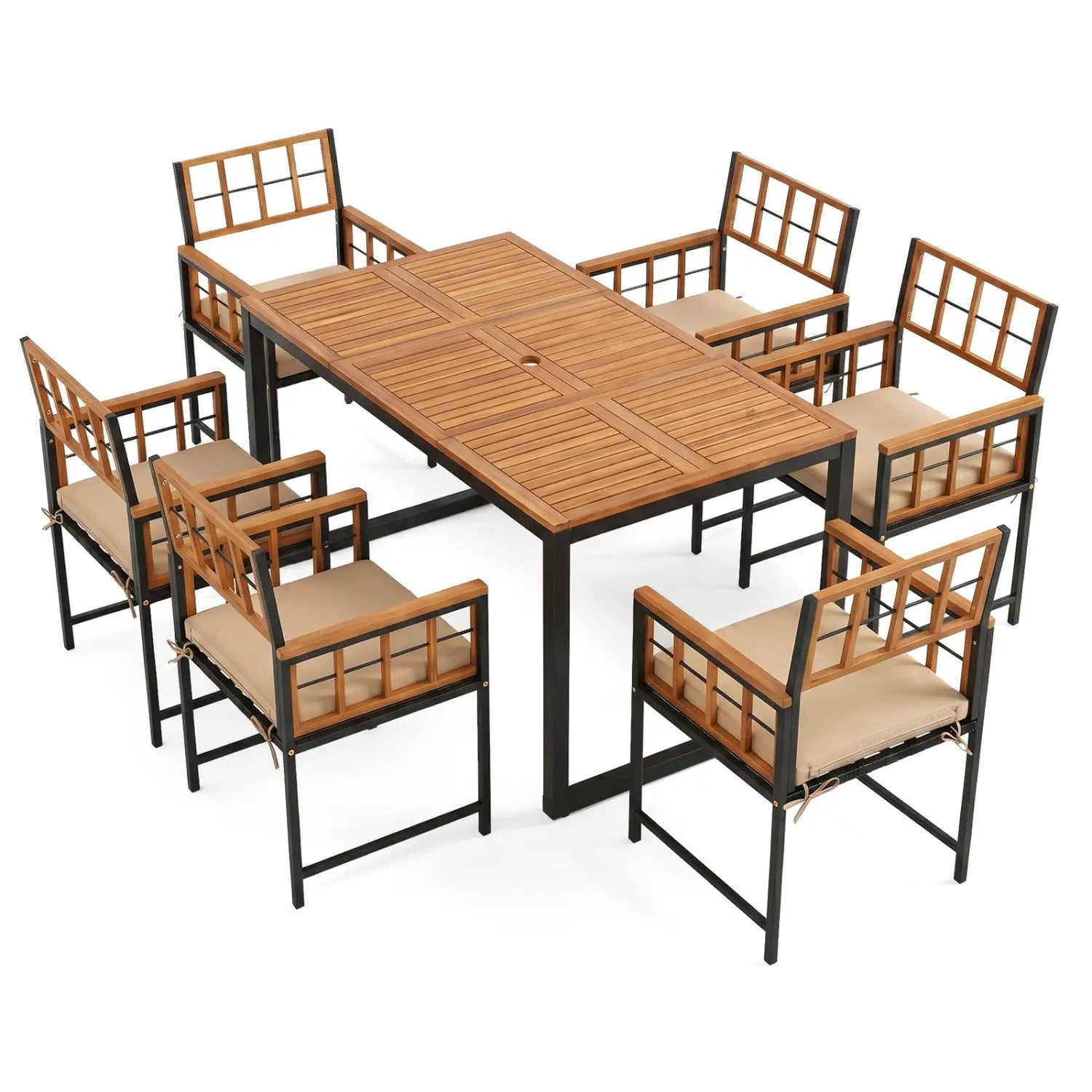 7-Piece Outdoor Dining Set with Acacia Wood Table & Chairs by DirectDeals