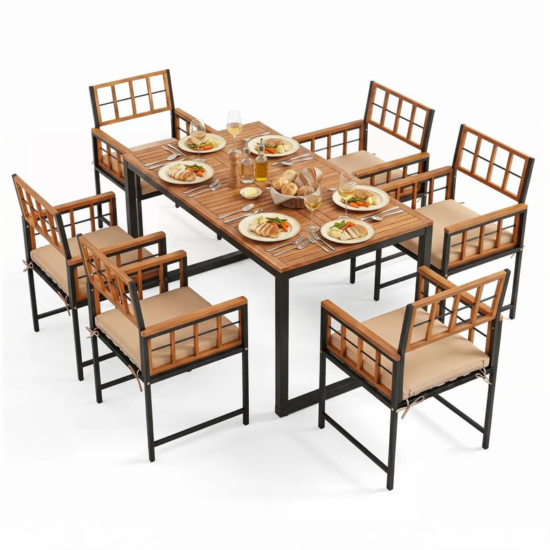 7-Piece Outdoor Dining Set with Acacia Wood Table & Chairs by DirectDeals