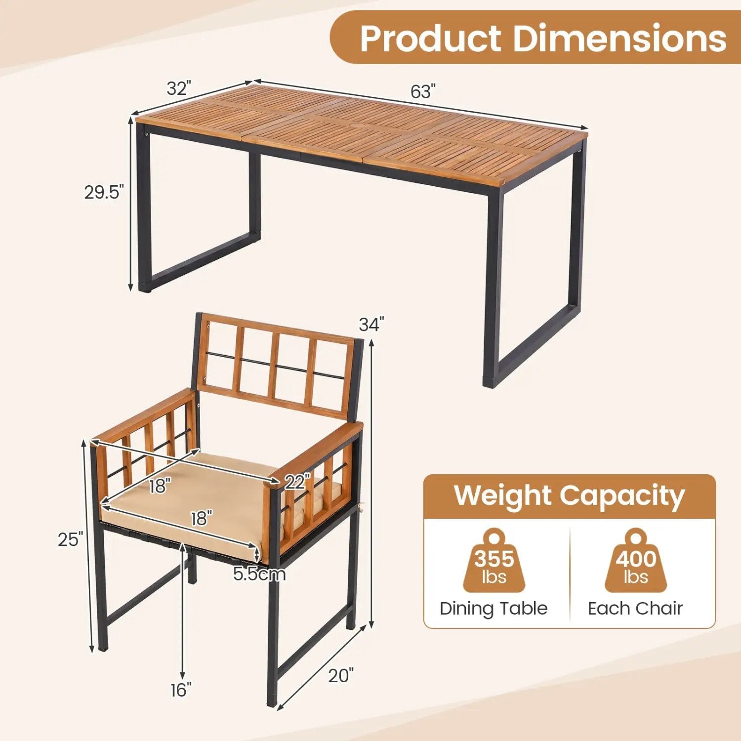 7-Piece Outdoor Dining Set with Acacia Wood Table & Chairs by DirectDeals