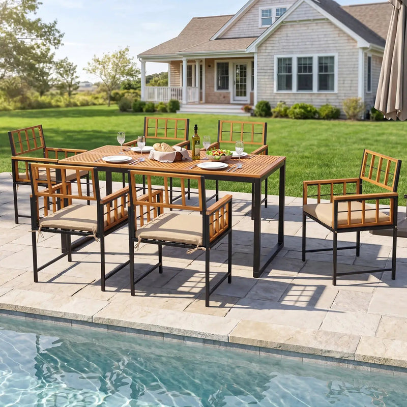 7-Piece Outdoor Dining Set with Acacia Wood Table & Chairs by DirectDeals