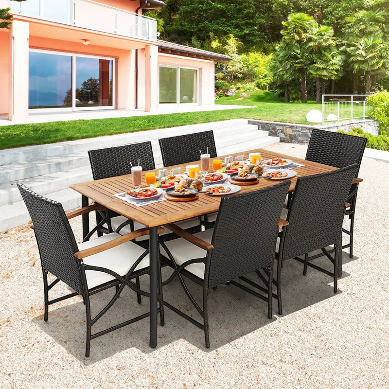 5/7-Piece Outdoor Dining Set with Acacia Wood Table by DirectDeals