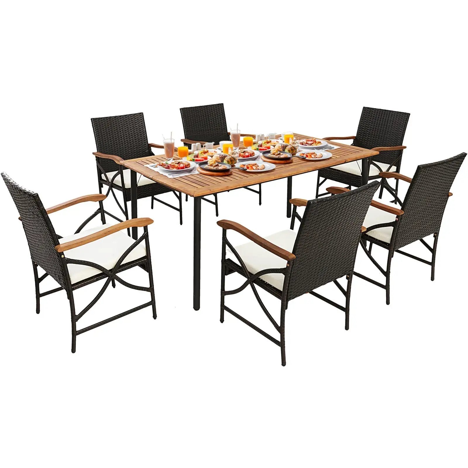 5/7-Piece Outdoor Dining Set with Acacia Wood Table by DirectDeals