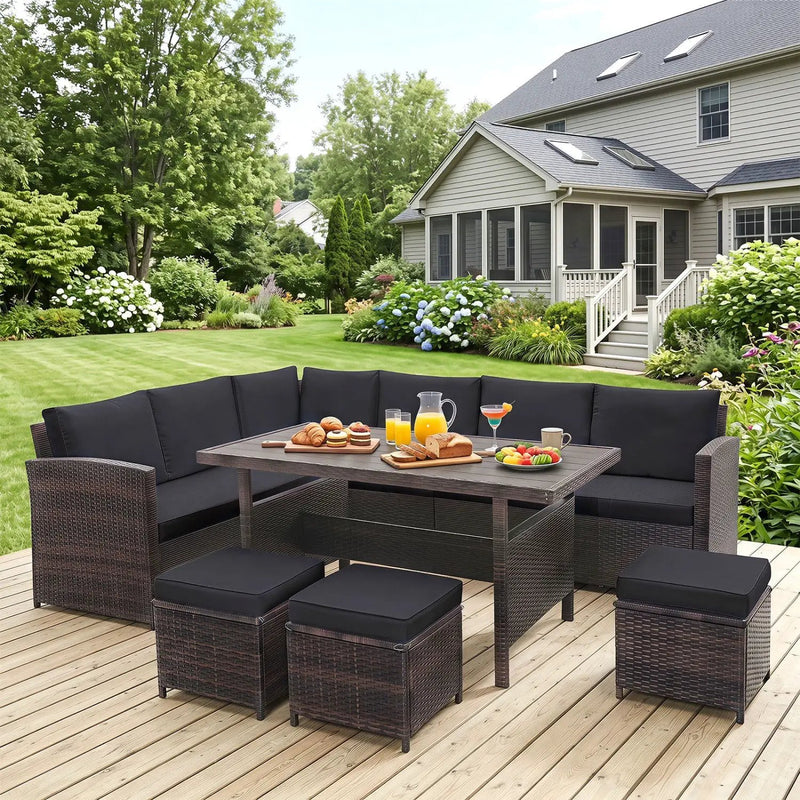 7-Piece Wicker Patio Furniture Set with Cushions by DirectDeals