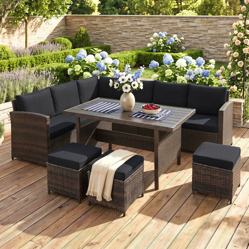 7-Piece Wicker Patio Furniture Set with Cushions by DirectDeals