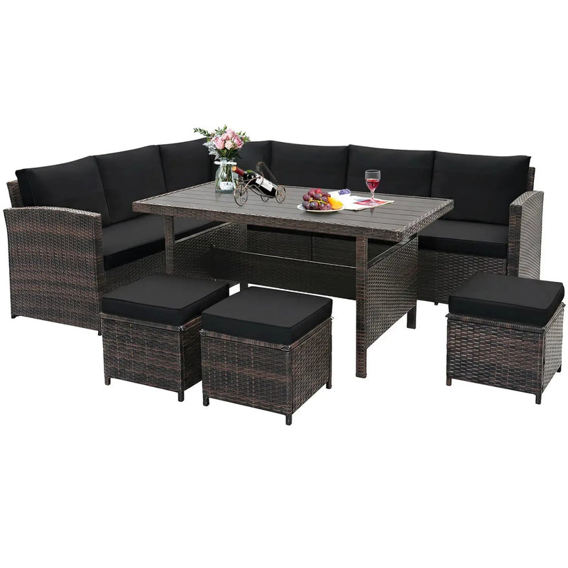 7-Piece Wicker Patio Furniture Set with Cushions by DirectDeals
