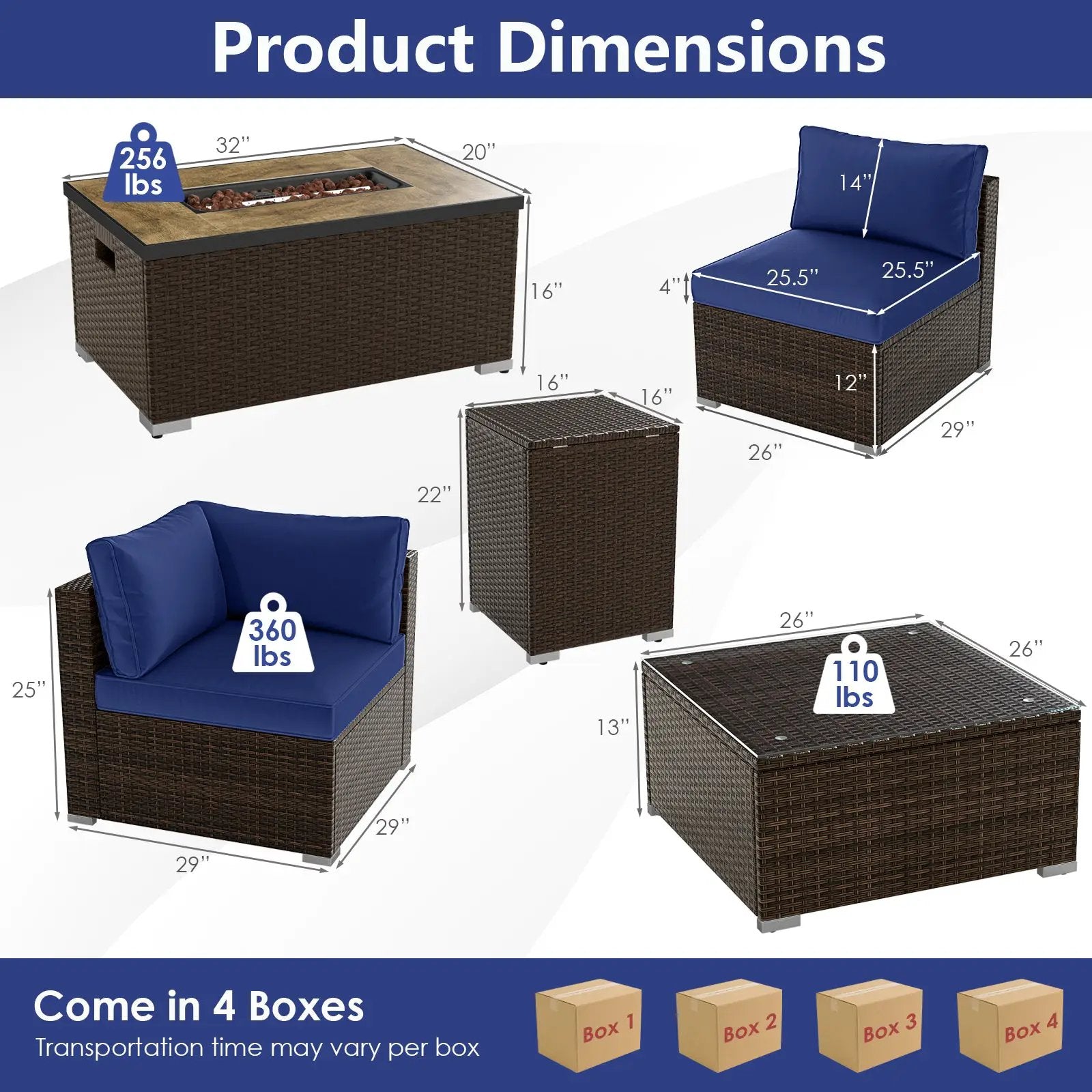 7 Pieces Outdoor Furniture Set with 32 Inch Fire Pit Table and Propane Tank Cover by DirectDeals