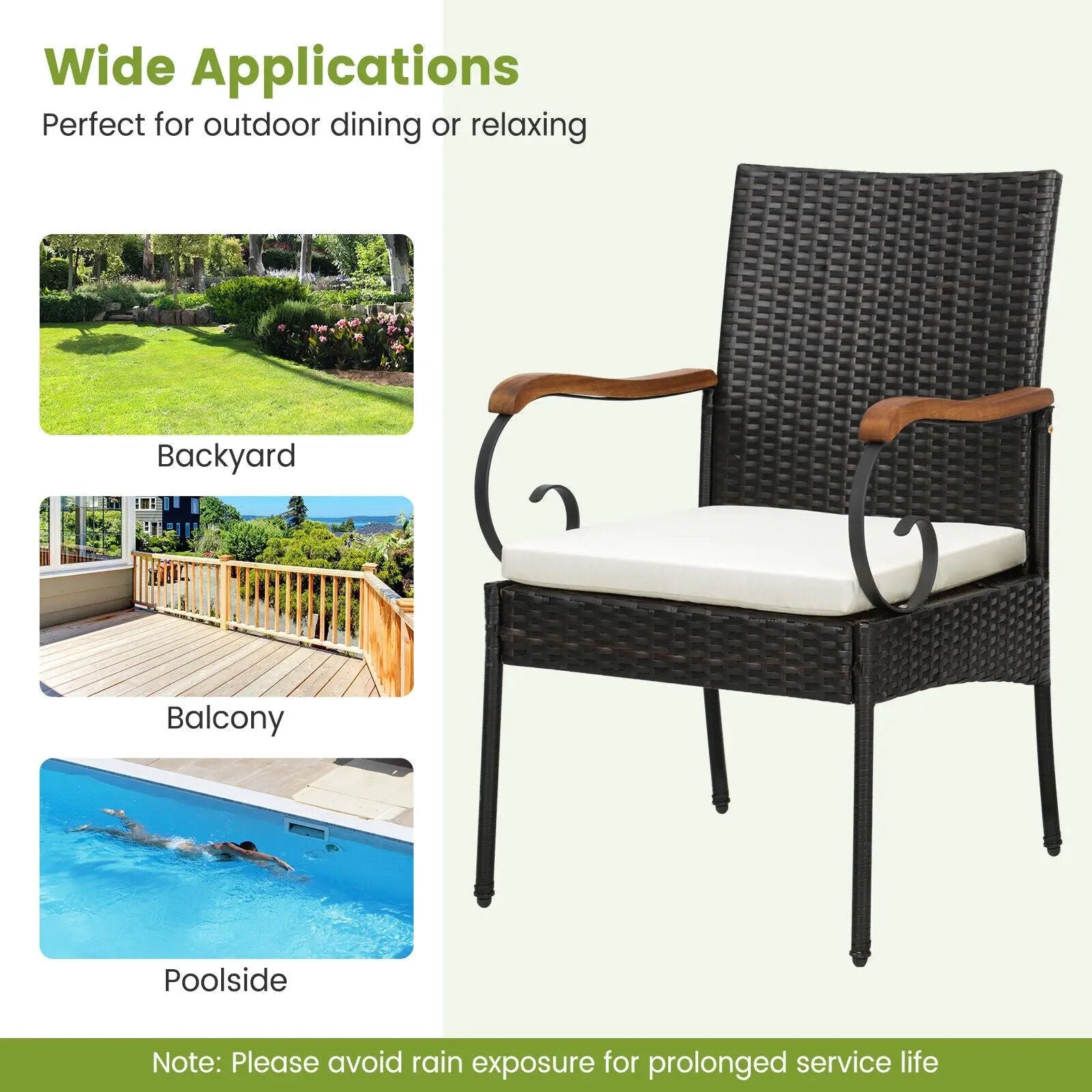 7 Pieces Patio Wicker Dining Set with Detachable Cushion and Umbrella Hole by DirectDeals