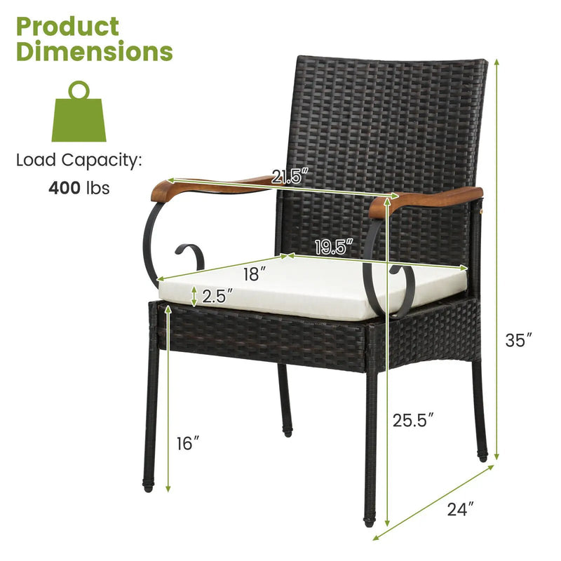 7 Pieces Patio Wicker Dining Set with Detachable Cushion and Umbrella Hole by DirectDeals