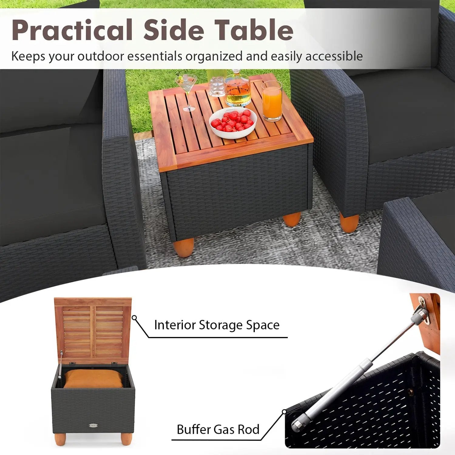 7-Piece Patio Conversation Set with Storage Table & Cushions by DirectDeals