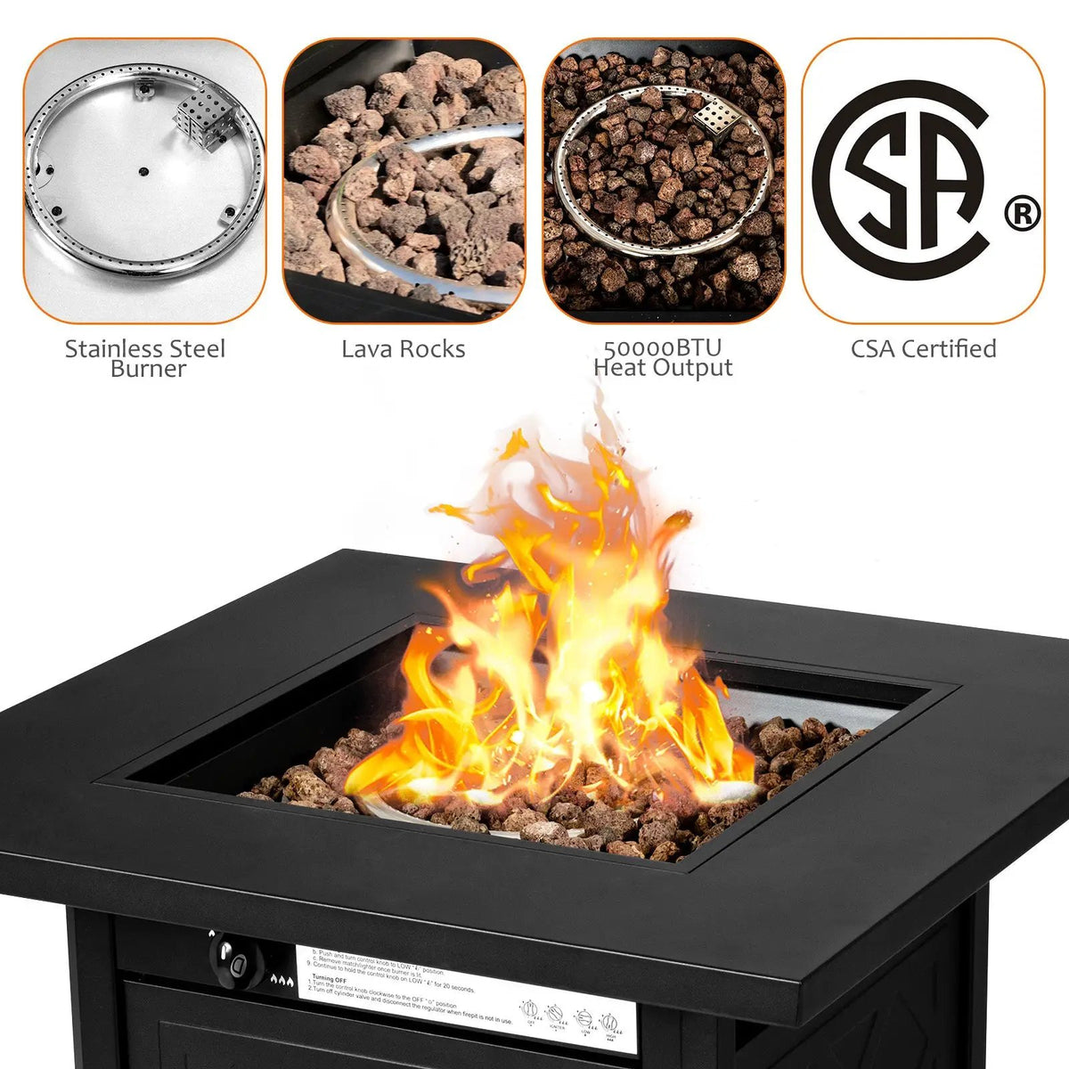 7 Pieces Patio Furniture Set with 28 Inches 50000 BTU Propane Gas Fire Pit Table, photo 7 of 10