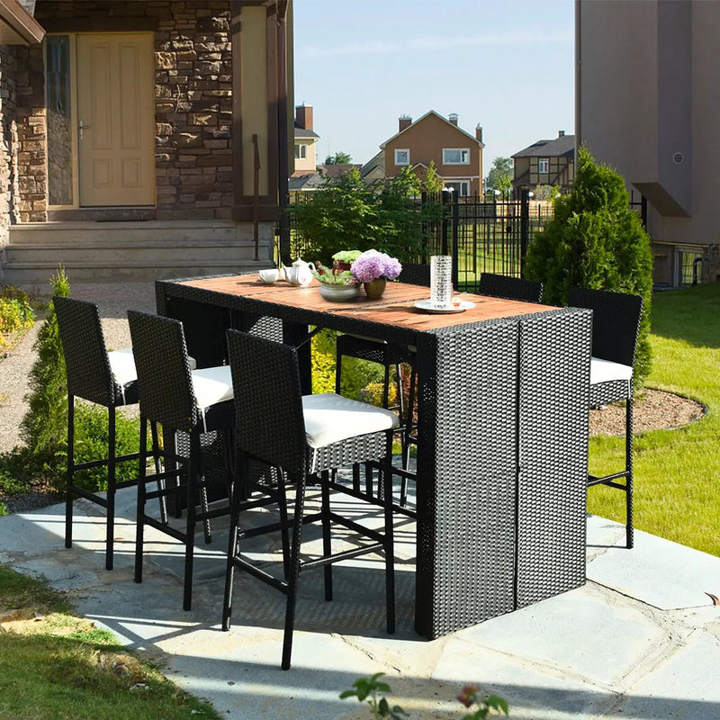 7 Pieces Patio Rattan Wicker Dining Furniture Set by DirectDeals