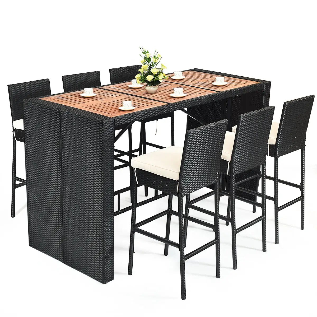 7 Pieces Patio Rattan Wicker Dining Furniture Set by DirectDeals
