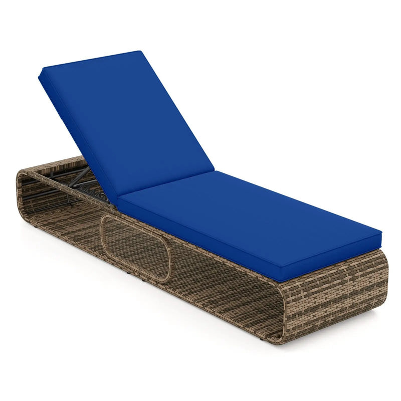 7-Position Adjustable PE Rattan Outdoor Chaise Lounge Chair by DirectDeals