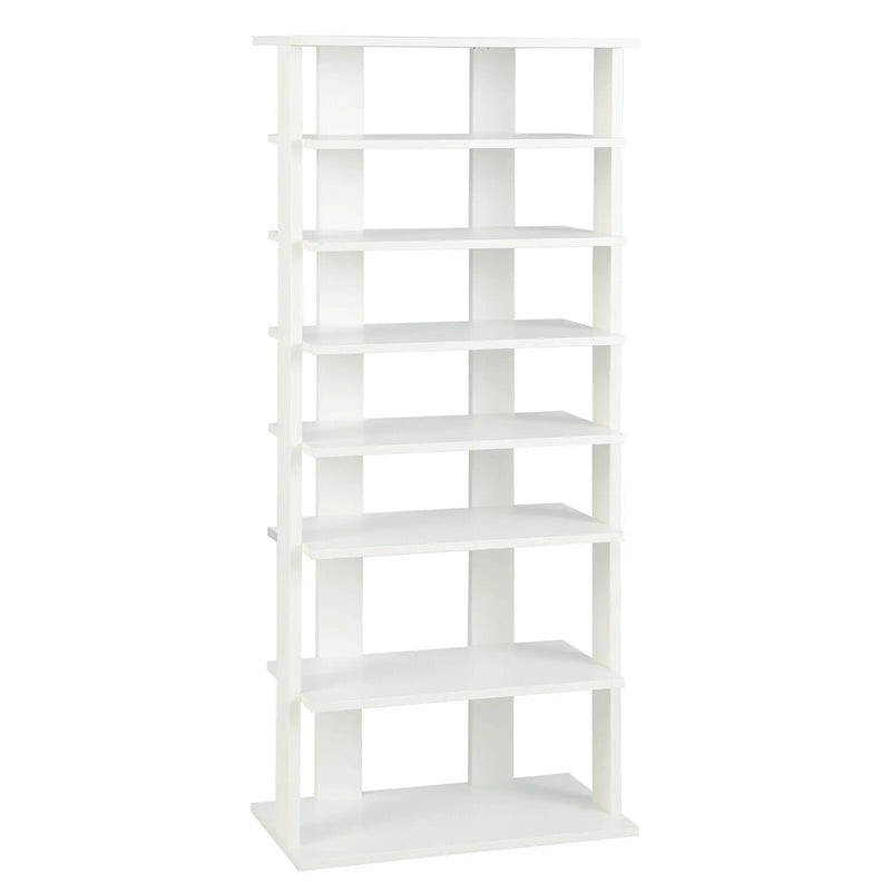 7-Tier Dual Shoe Rack Free Standing Shelves Storage Shelves Concise-Black by DirectDeals
