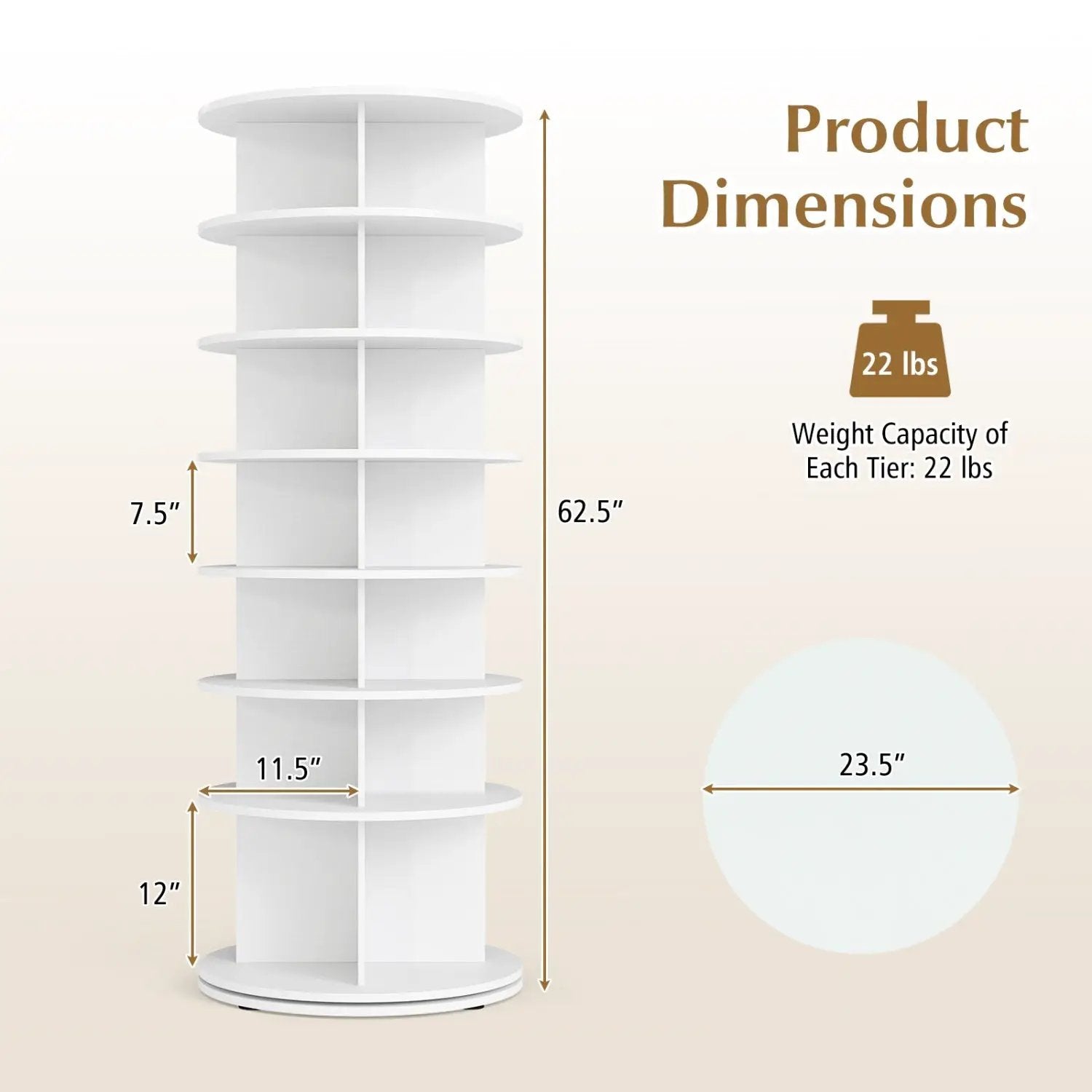 7-Tier Rotating Shoe Rack Tower with 360° Spin - White by DirectDeals