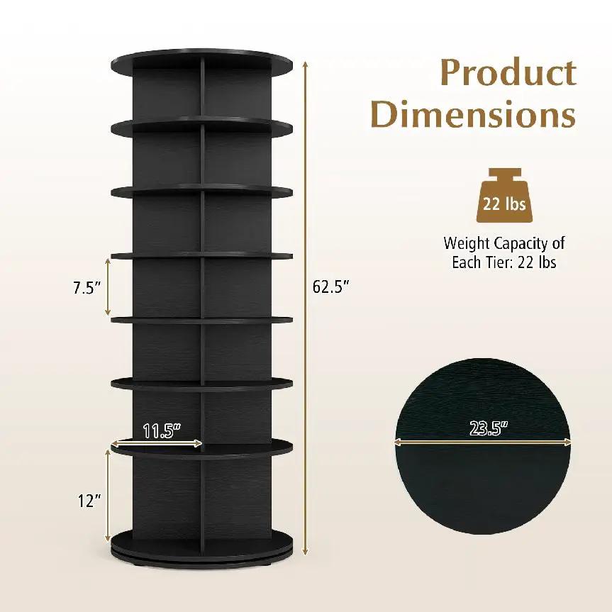 7-Tier Rotating Shoe Rack Tower with 360° Spin - White by DirectDeals