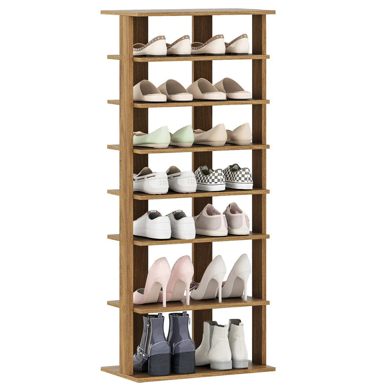 7-Tier Dual Shoe Rack Free Standing Shelves Storage Shelves Concise-Black by DirectDeals