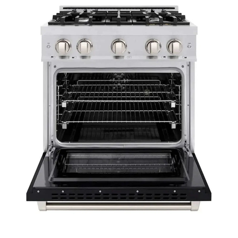 ZLINE 30" Select Gas Range Convection Gas Oven Stainless Steel Black Matte Door HGR-BLM-30 by Farmhouse Kitchen and Bath