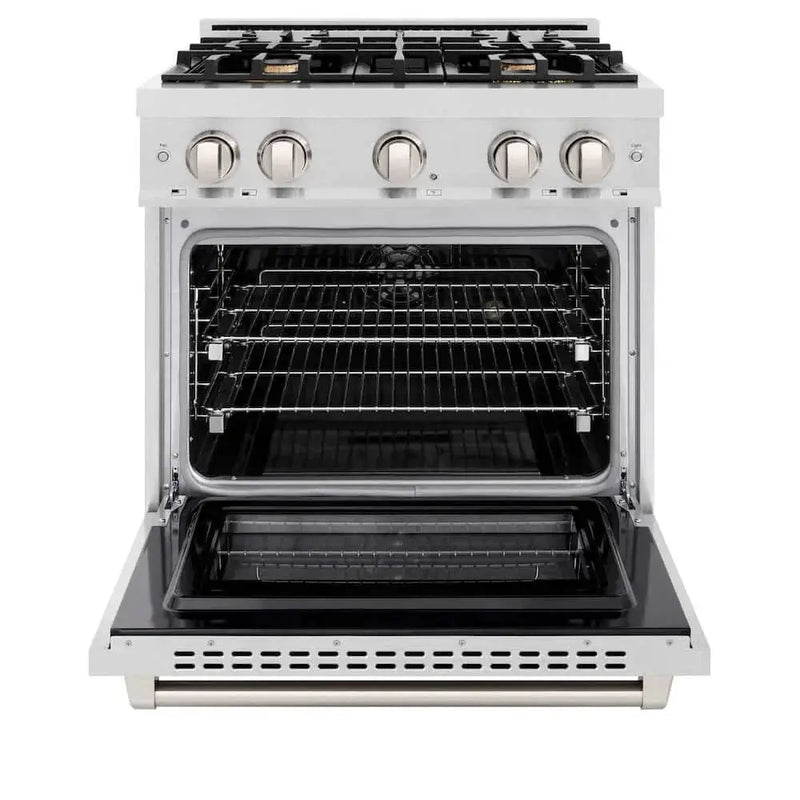 ZLINE 30" Select Gas Range Convection Gas Oven DuraSnow® Stainless Steel Brass Burners HGRS-BR-30 by Farmhouse Kitchen and Bath