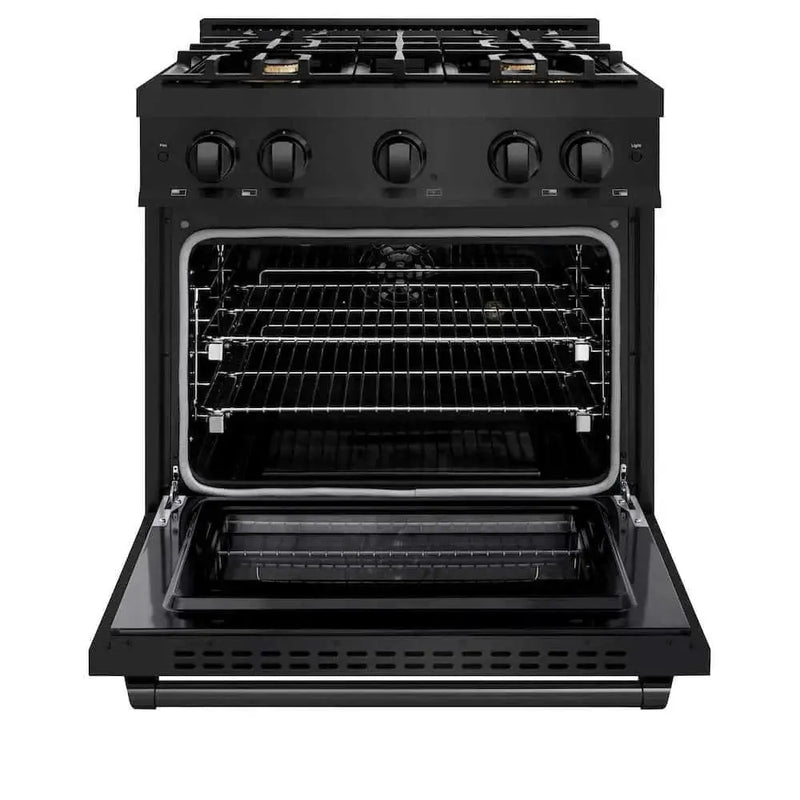 ZLINE 30" Select Gas Range Convection Gas Oven Black Stainless Steel Brass Burners HGRB-BR-30 by Farmhouse Kitchen and Bath