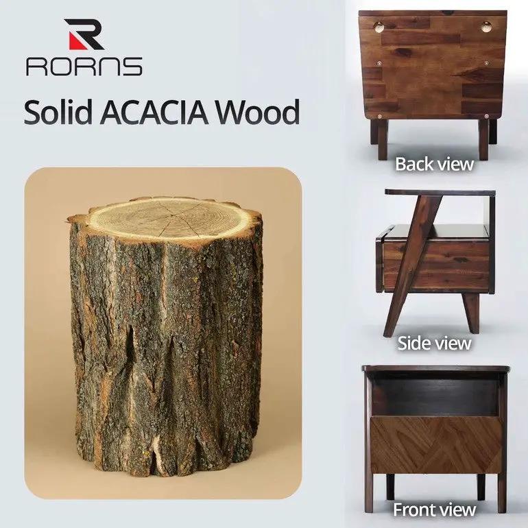 Rum Handcrafted Solid Wood Nightstand by Megsu