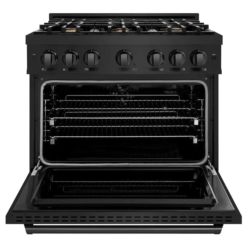 ZLINE 36" Classic Gas Range, Convection Gas Oven Black Stainless Steel Brass Burners, CGRB-BR-36 by Farmhouse Kitchen and Bath