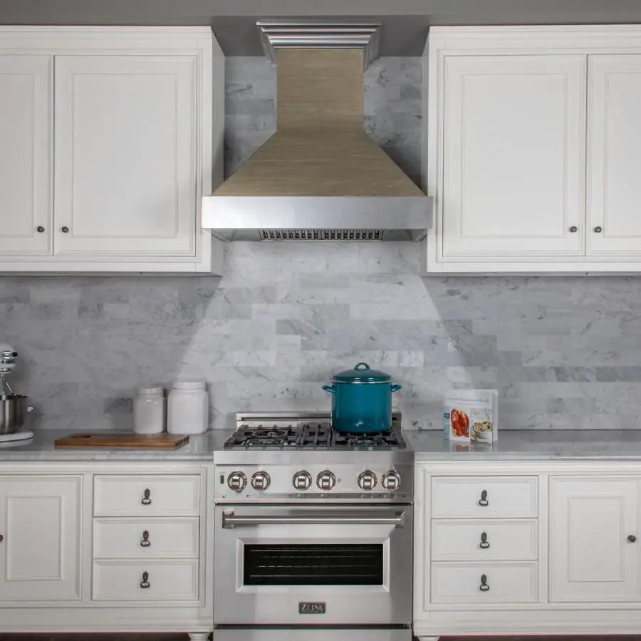 ZLINE 36" Wooden Wall Range Hood, CFM Motor, 365YY-36 by Farmhouse Kitchen and Bath