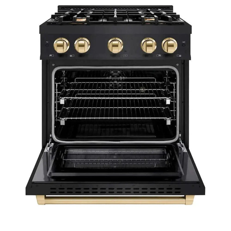 ZLINE 30" Select Gas Range Convection Gas Oven Black Stainless Steel Gold HGRBZ-30-G by Farmhouse Kitchen and Bath