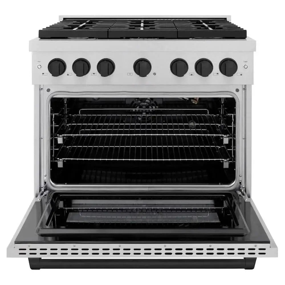 ZLINE 36"Gas Range, Convection Gas Oven, DuraSnow® Matte Black, SGRSZ-36-MB by Farmhouse Kitchen and Bath