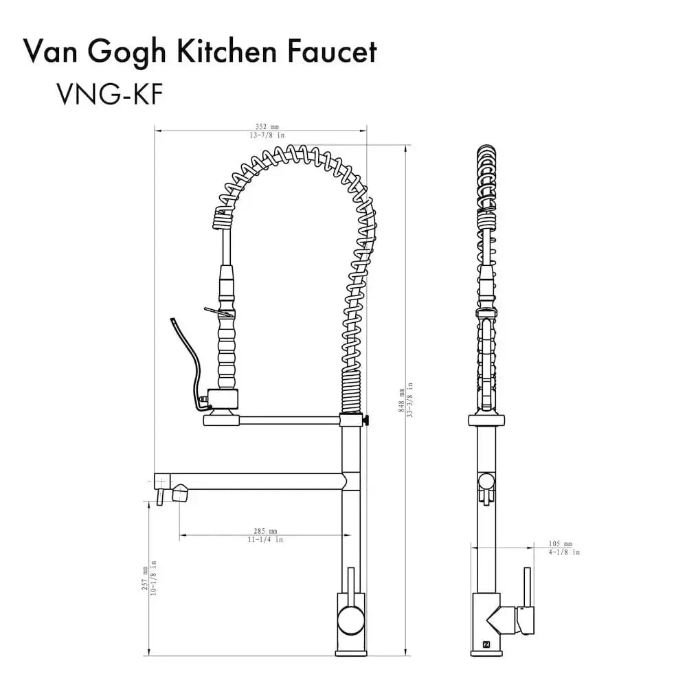 ZLINE Van Gogh Kitchen Faucet in Polished Gold, VNG-KF-PG by Farmhouse Kitchen and Bath