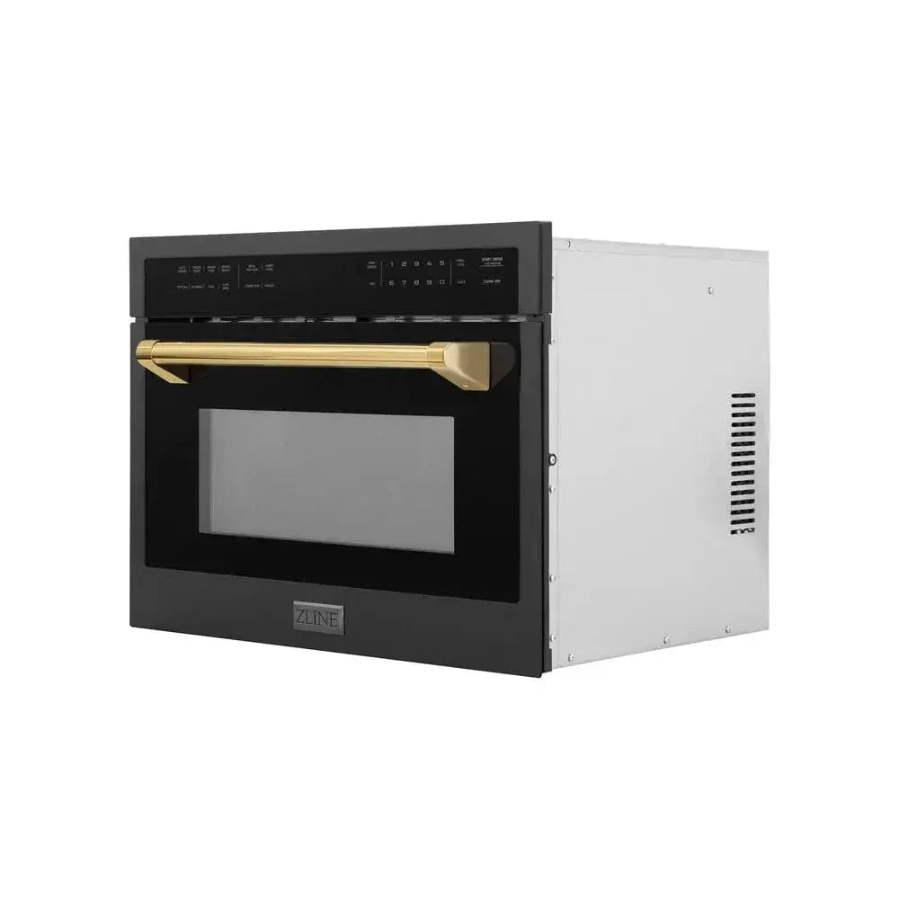 ZLINE 24" Convection Microwave, Black Stainless, Gold MWOZ-24-BS-G by Farmhouse Kitchen and Bath