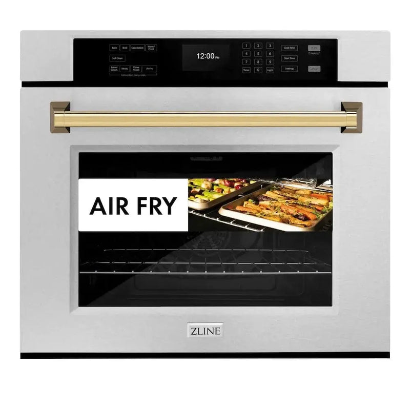 ZLINE 30"Professional True Convection Single Wall Oven, Air Fry, Self Clean, DuraSnow® Gold WASSZ-30-G by Farmhouse Kitchen and Bath