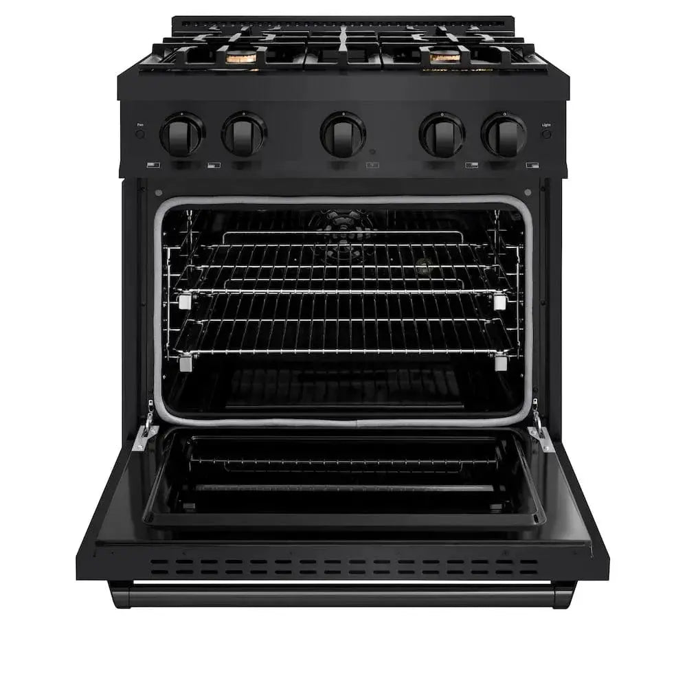 ZLINE 30" Classic Gas Range, Convection Gas Oven Black Stainless Steel Brass Burners, CGRB-BR-30 by Farmhouse Kitchen and Bath
