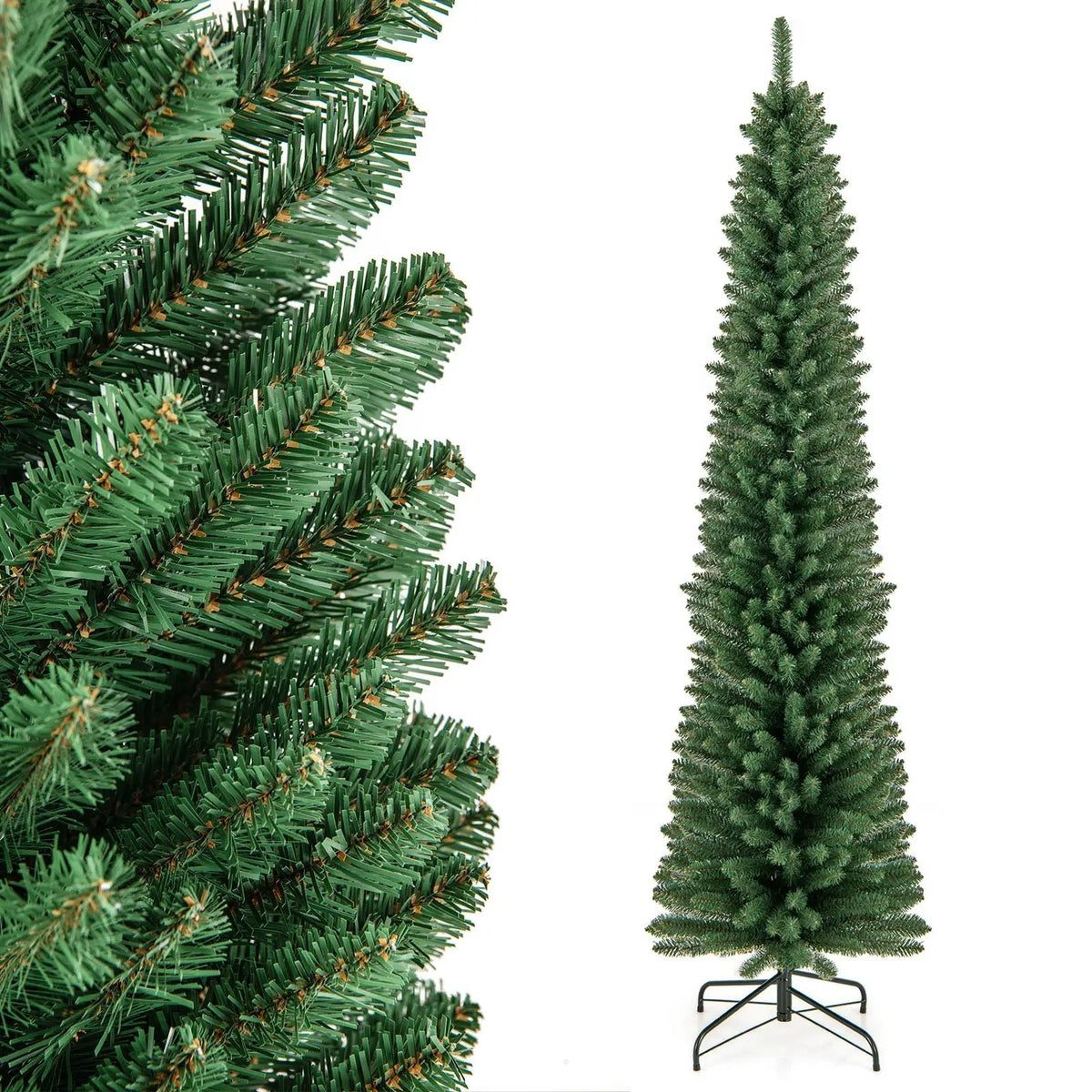 5/6/7/8 Feet Pencil Christmas Tree with 295/392/523/671 Memory Wire Branch Tips and Upgraded Metal Stand, photo 4 of 11