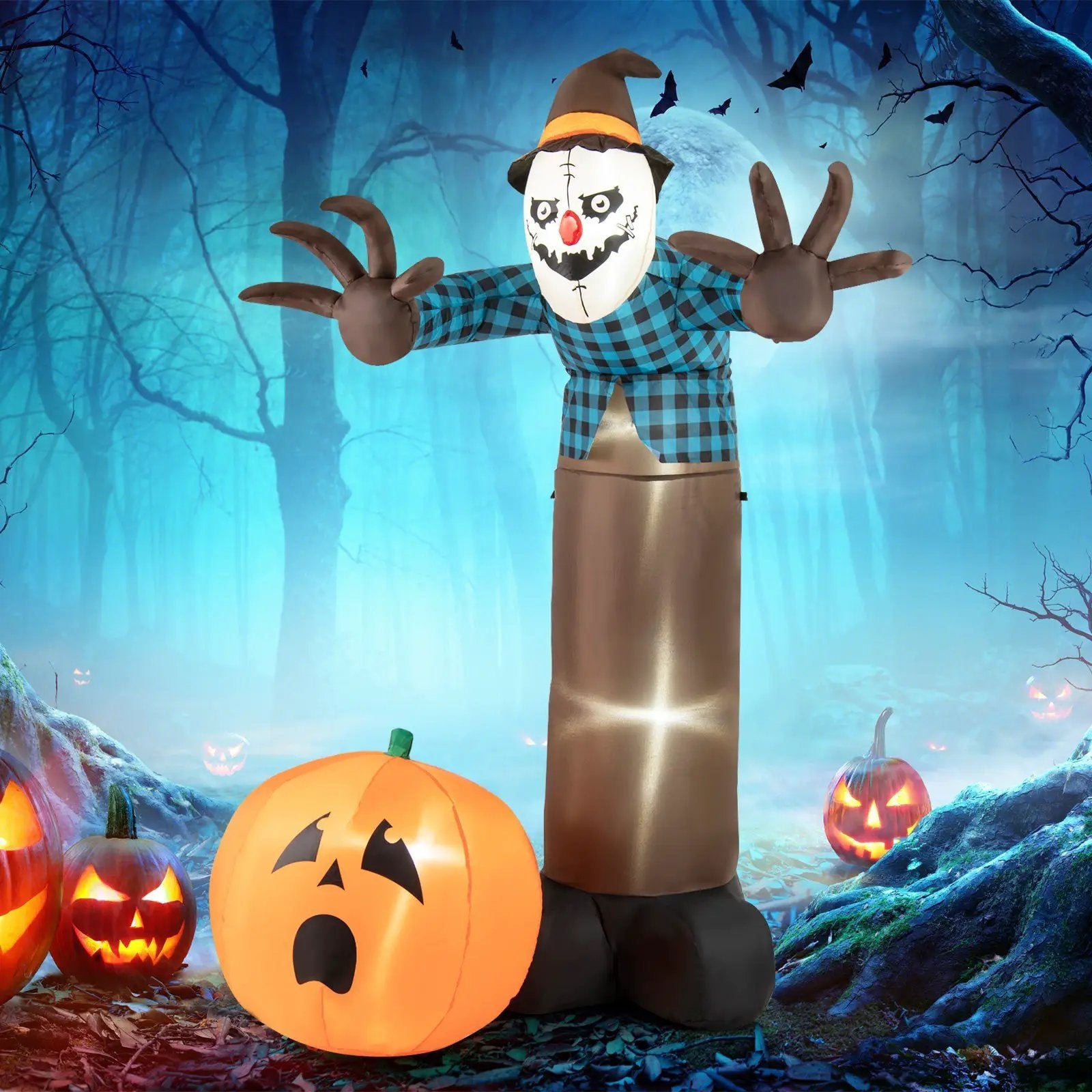 7 FT Inflatable Halloween Haunted Scarecrow Pumpkin Ghost with Built-in LED Lights by DirectDeals