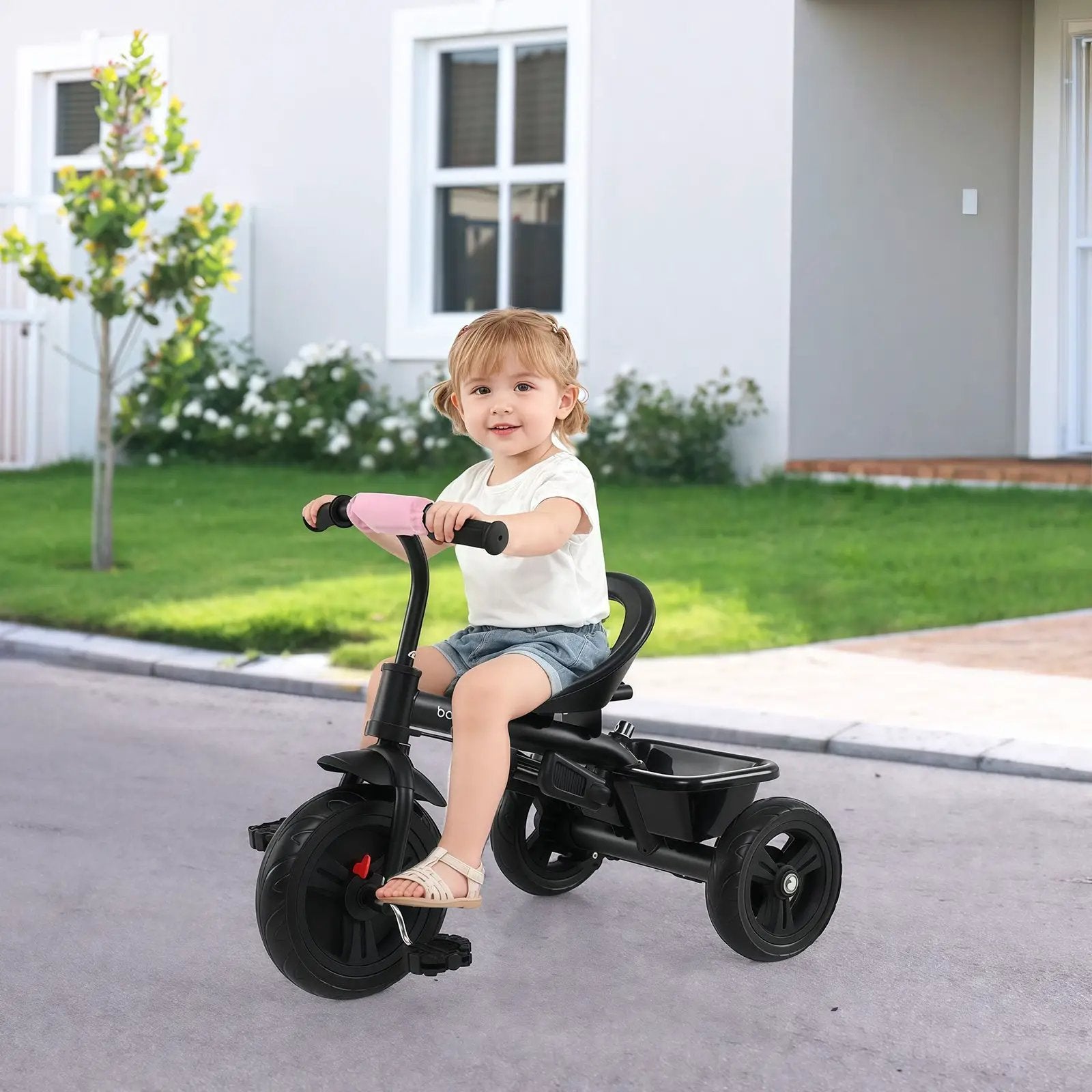 7-in-1 Baby Stroller Tricycle with Adjustable Canopy and Foldable Footrests for Ages 9-60 Months Old by DirectDeals