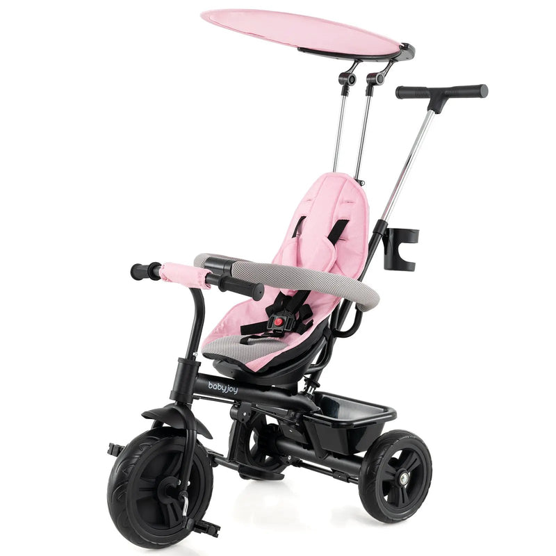 7-in-1 Baby Stroller Tricycle with Adjustable Canopy and Foldable Footrests for Ages 9-60 Months Old by DirectDeals