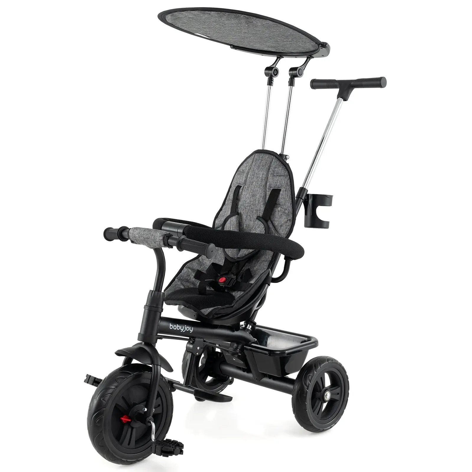 7-in-1 Baby Stroller Tricycle with Adjustable Canopy and Foldable Footrests for Ages 9-60 Months Old by DirectDeals