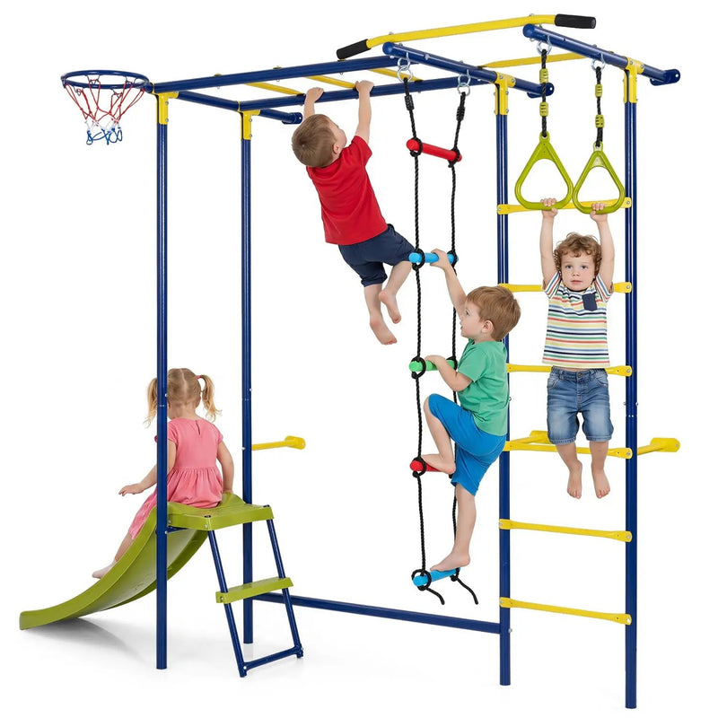 7-in-1 Indoor Jungle Gym for Toddlers with Slide & Rings by DirectDeals