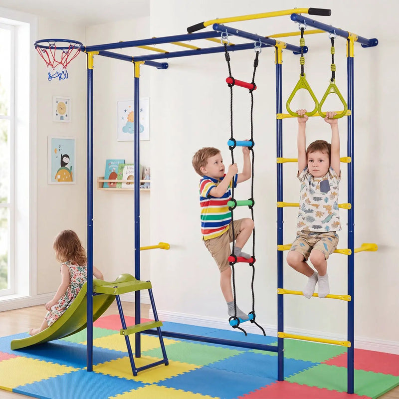 7-in-1 Indoor Jungle Gym for Toddlers with Slide & Rings by DirectDeals