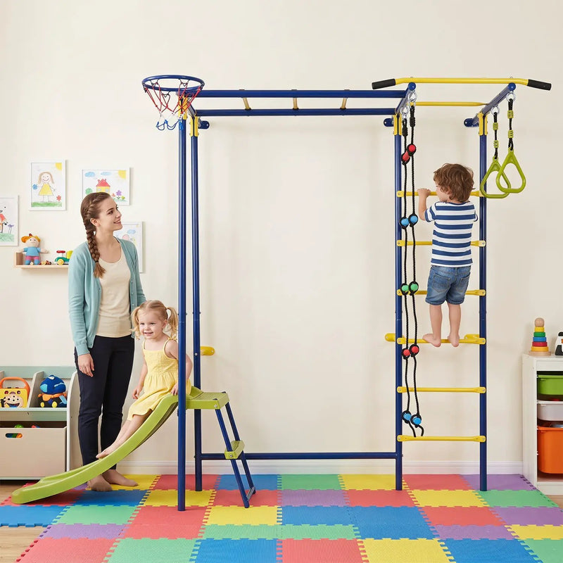 7-in-1 Indoor Jungle Gym for Toddlers with Slide & Rings by DirectDeals