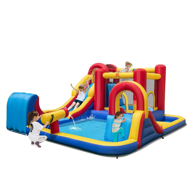 7 in 1 Outdoor Inflatable Bounce House with Water Slides and Splash Pools without Blower by DirectDeals