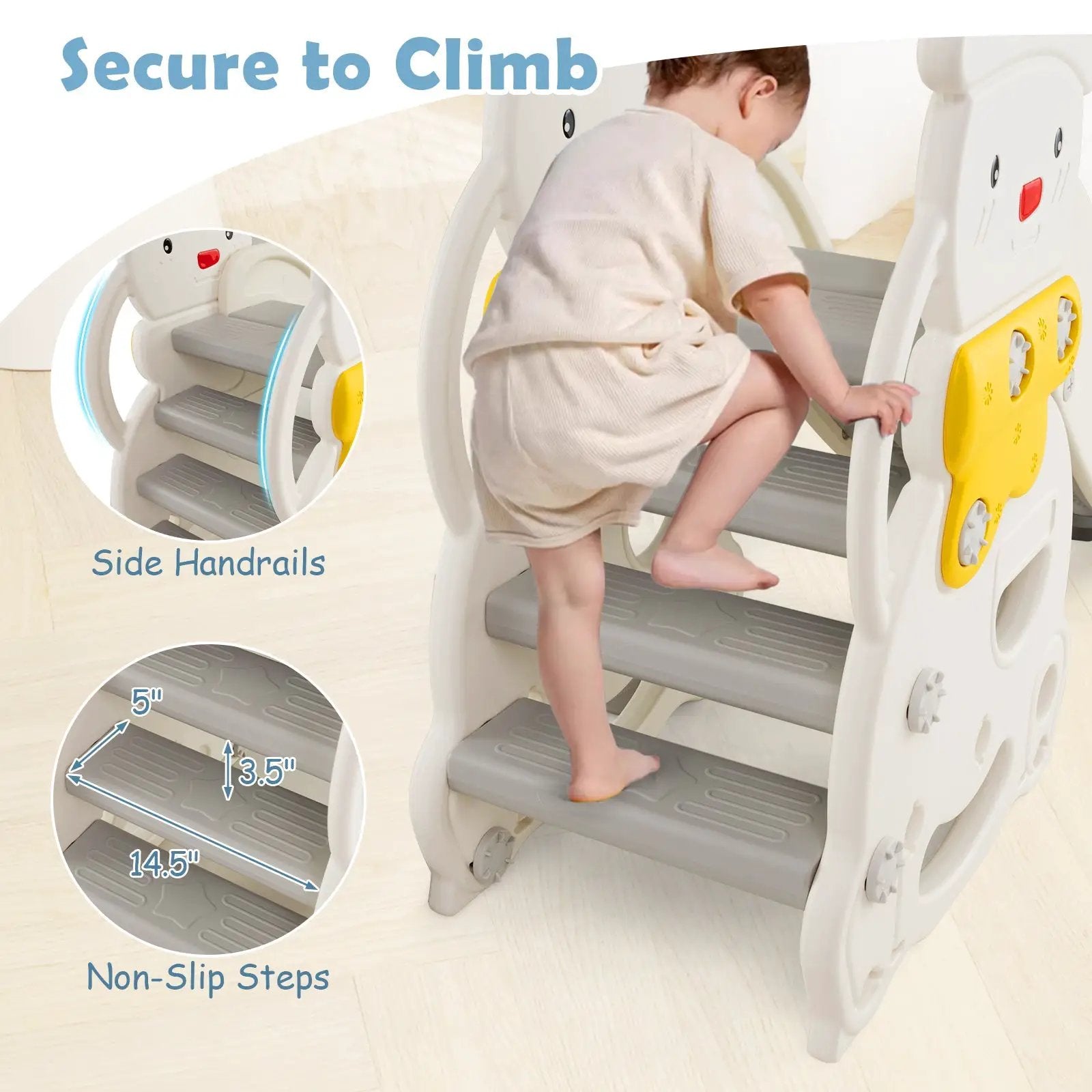 7 in 1 Toddler Slide and Swing Set with Height Adjustable Swing and Basketball Hoop by DirectDeals