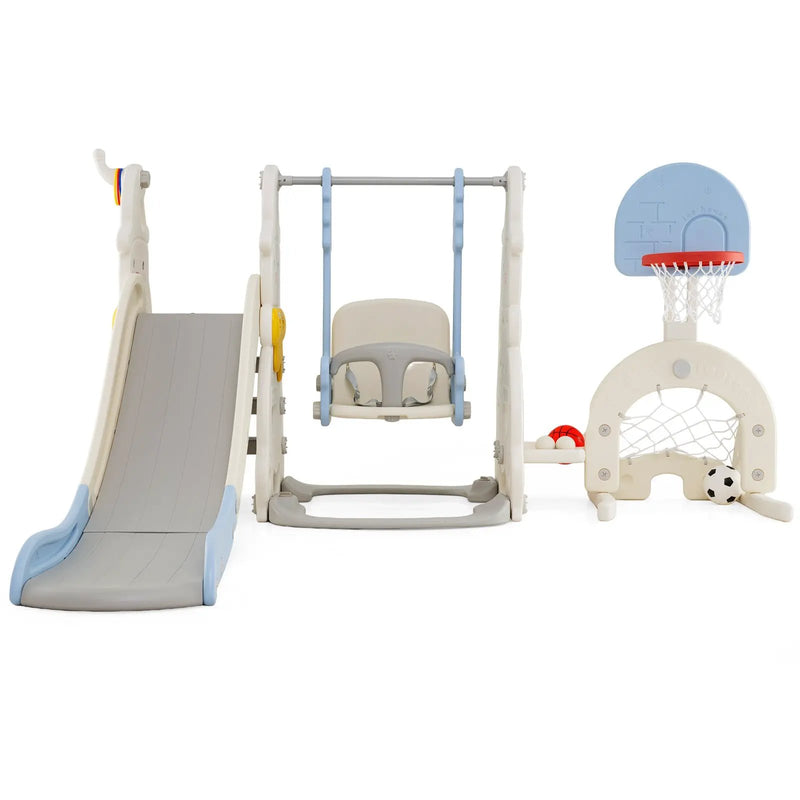 7 in 1 Toddler Slide and Swing Set with Height Adjustable Swing and Basketball Hoop by DirectDeals